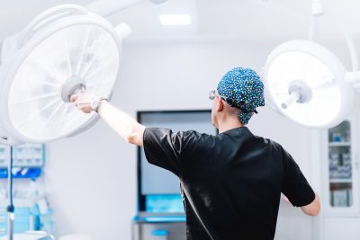 Surgeon preparing an operating room